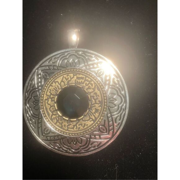 Etched Two Toned Medallion Pendant - Picture 1 of 6